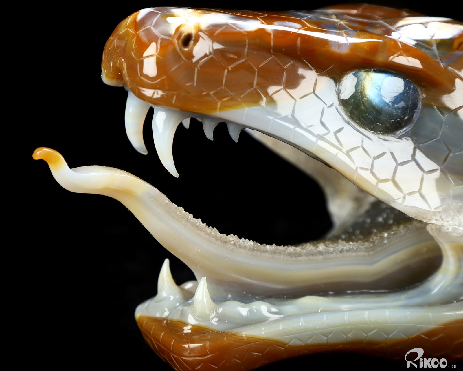 Awesome 7.5″ Premium Brazilian Agate Hand Carved Crystal Snake Sculpture