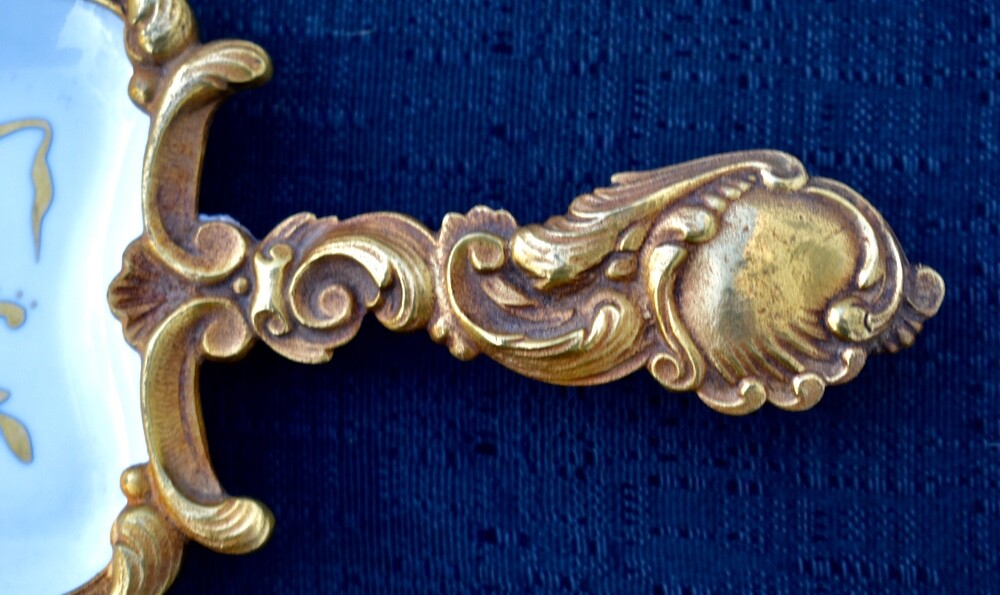 Vintage French Sevres Bronze Ormolu Mounted Centerpiece Handle Dish
