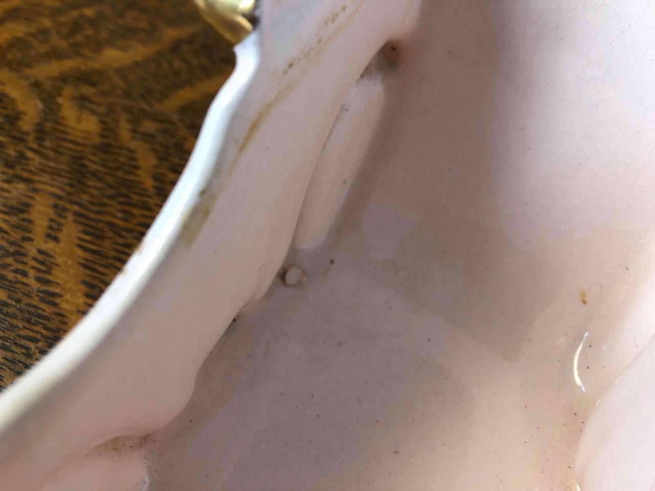 Vintage Napco Pink Gold Buggy Carriage Spaghetti Trim Poodle Dog Sleigh Planter