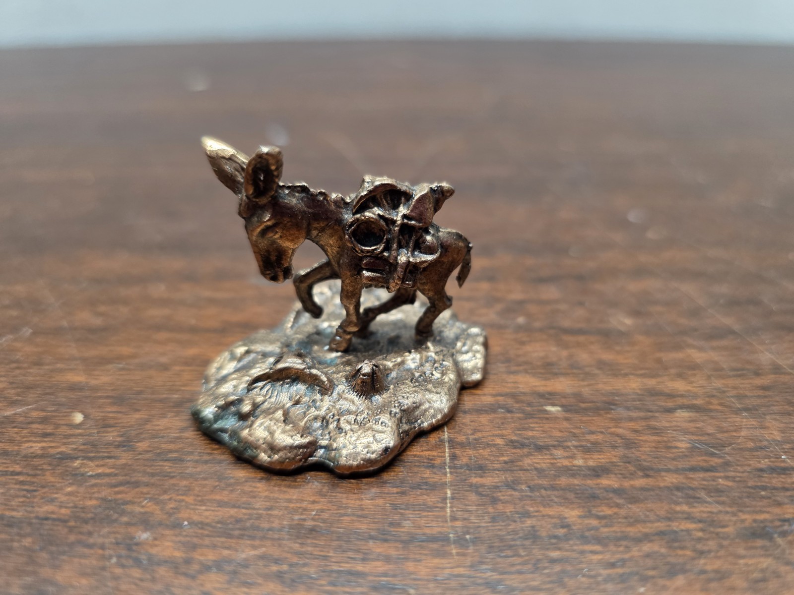 Copper Plated Cast Metal Donkey figurine pack burro Miniature