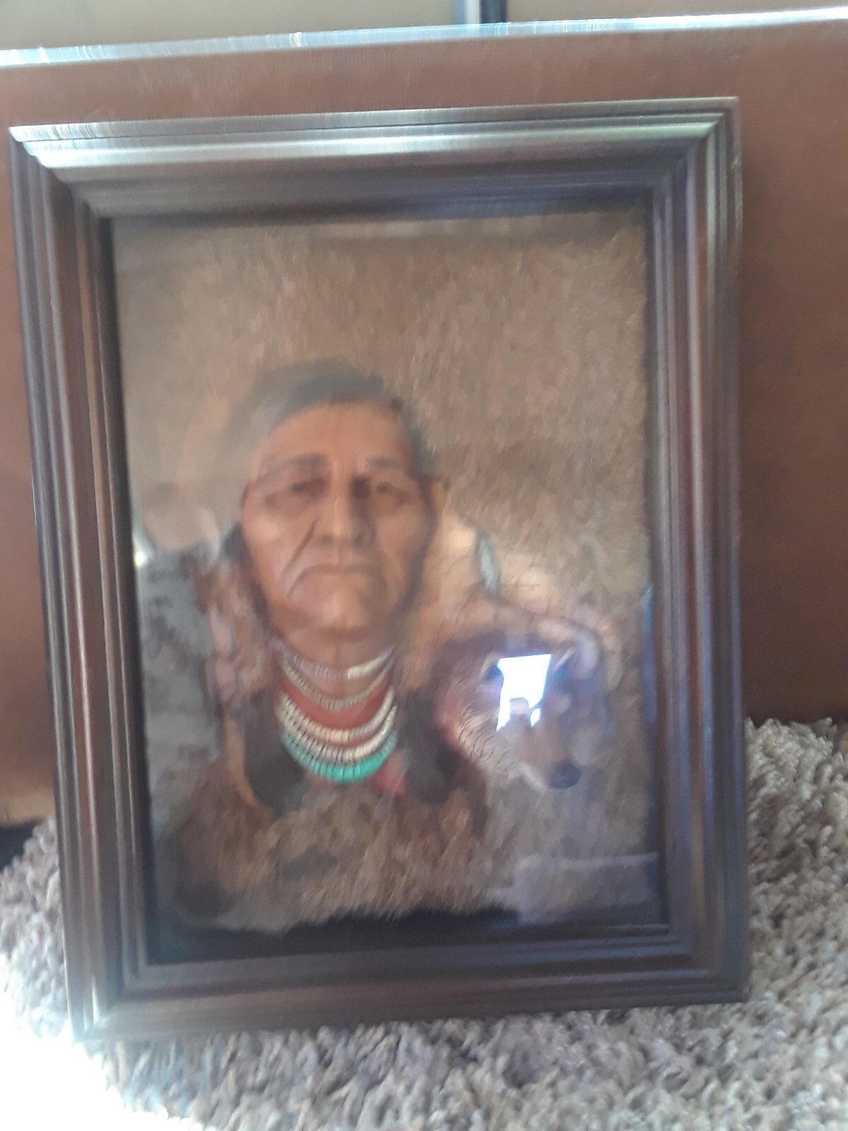 Vintage Shadowbox By Neil J Rose.Wolf Sculpture on Fur #-1695/2500