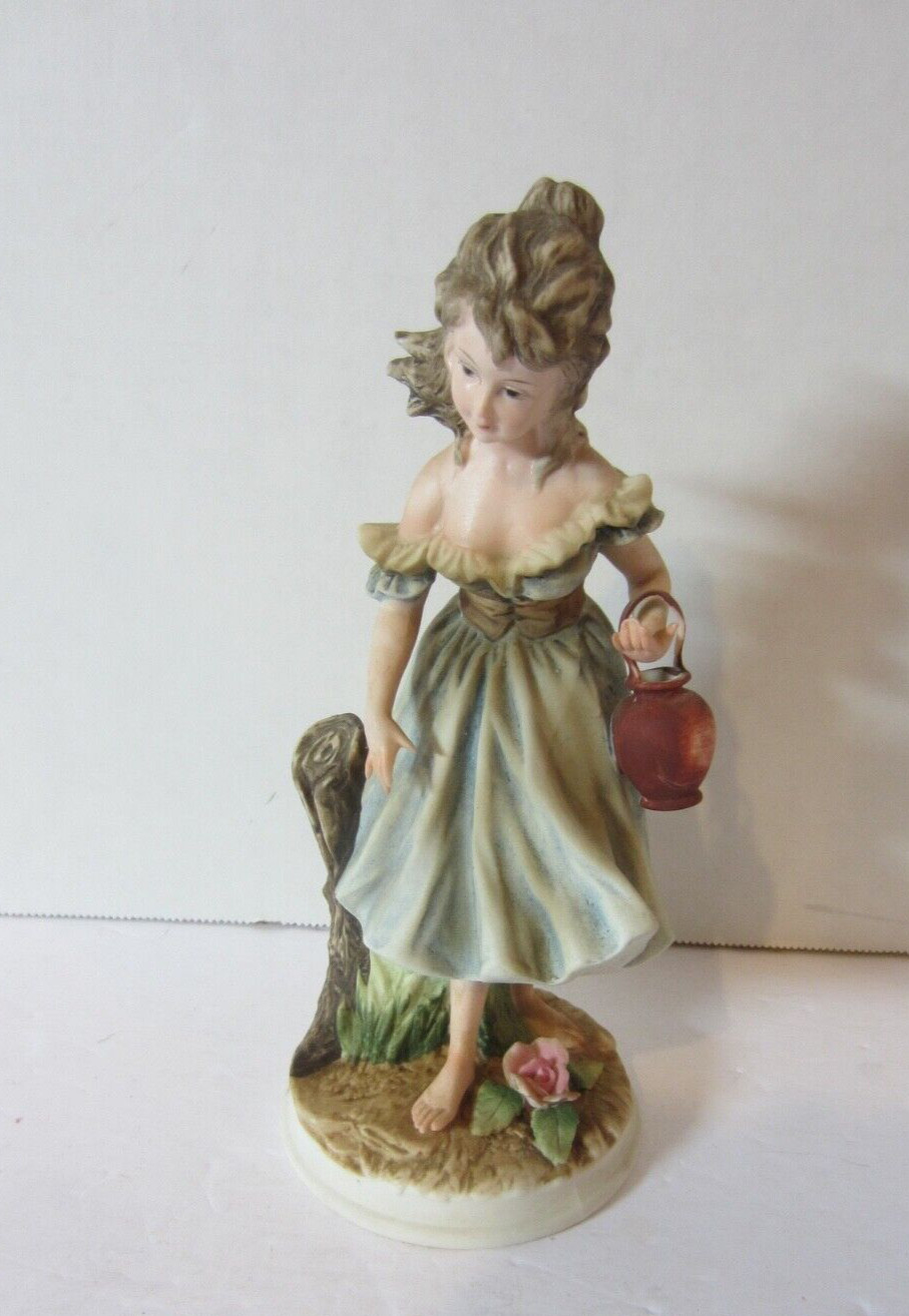 Vintage Andrea by Sadek “Girl with Basket” Figurine #7979- 7.5″ Tall-(A561/D4)