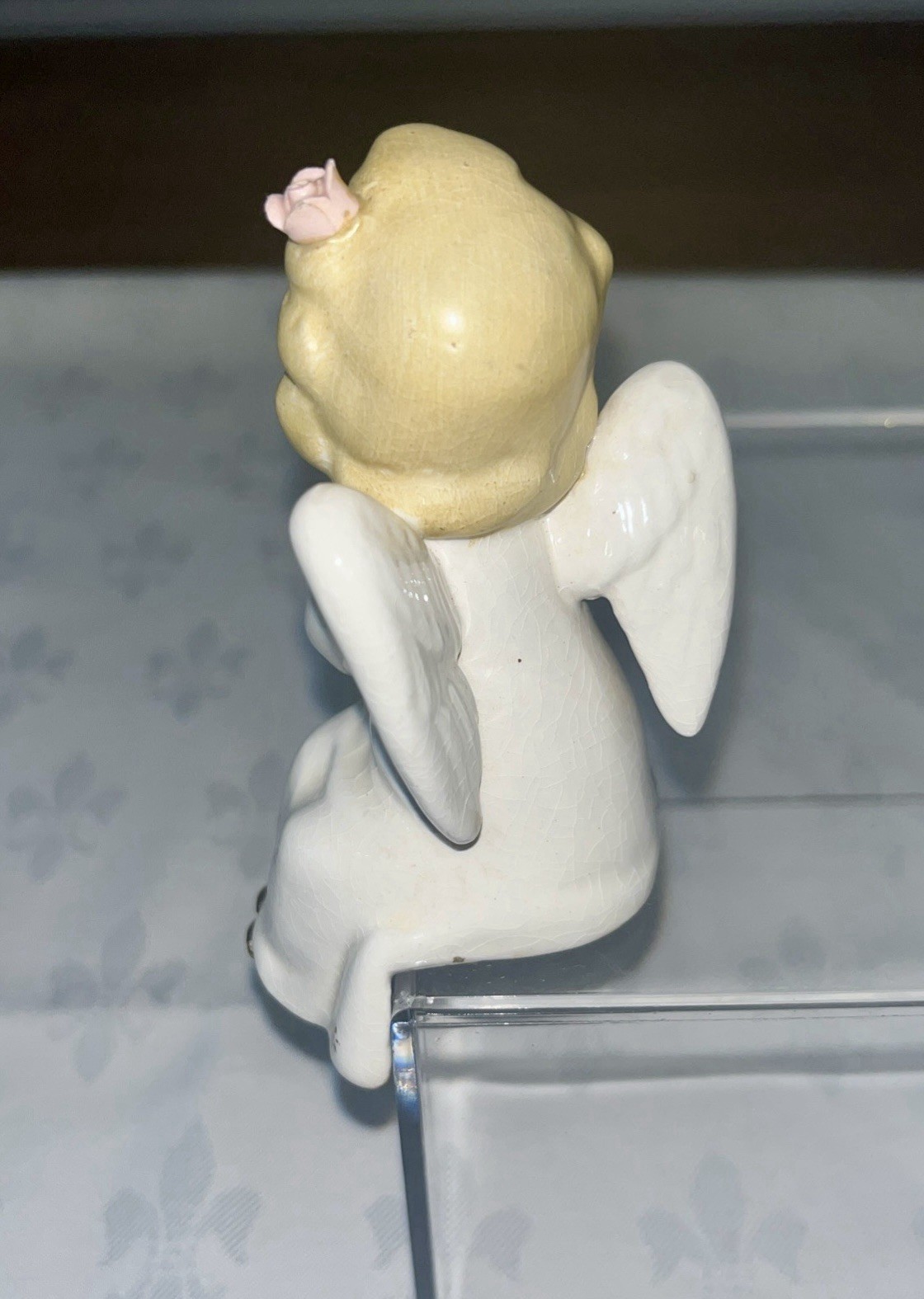 Vtg 1950s Kissing Angels Ceramic Figurine Japan Boy & Girl Shelve Sitters