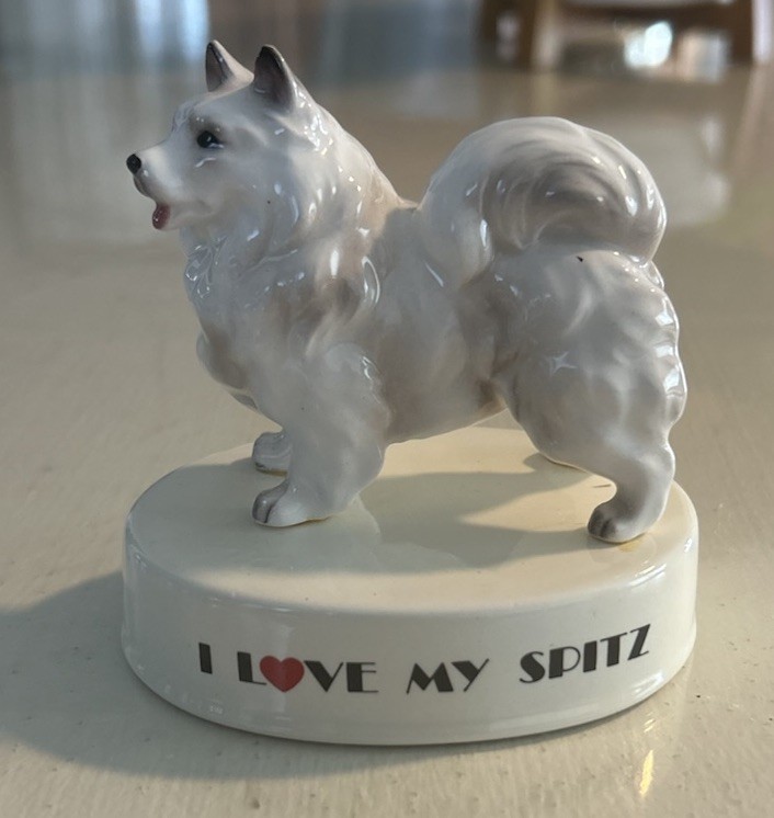 VTG German Spitz Dog Figurine “I Love My Spitz” George Good Made in Japan 3.5”
