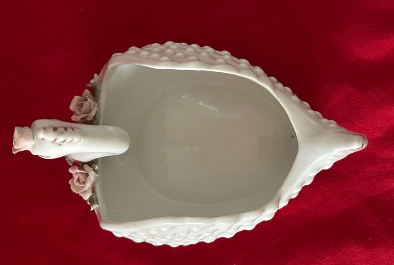 Vintage Lefton Japan Porcelain Swan White Hobnail Trinket Dish Wedding Décor MCM