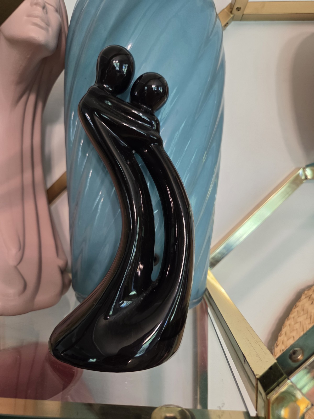 80s Vintage Circle of Love Eternal Love Embracing Couple Sculpture Statue 1980s