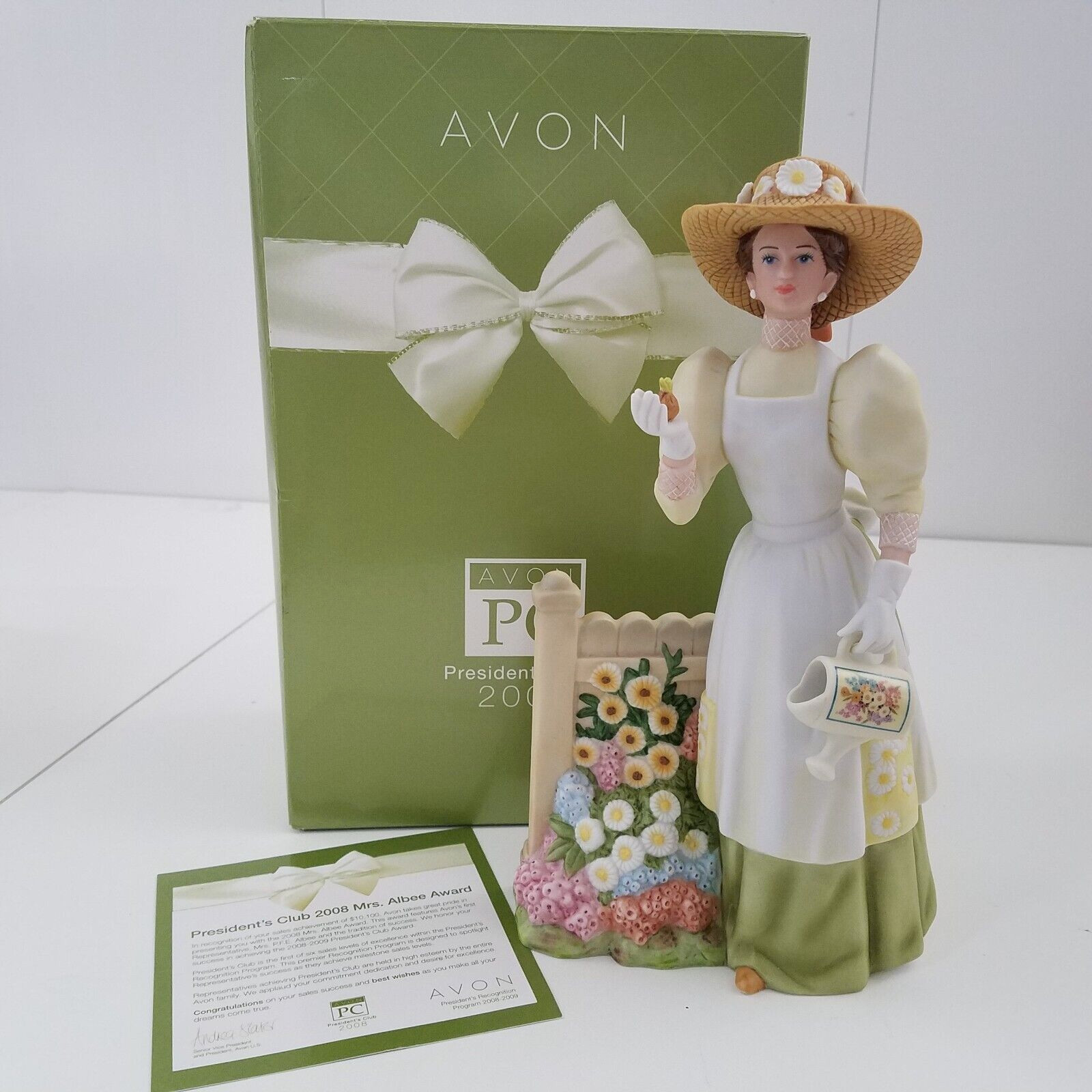 Avon, 2008 President’s Club ALBEE AWARD, Victorian Lady Figurine, 11″ H, w/ Box