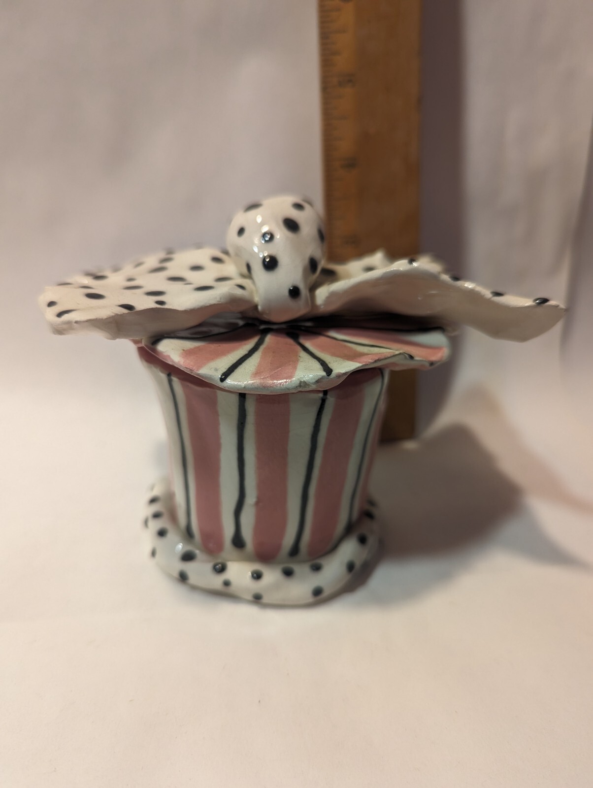 Big Polka Dot Bow #2 Covered Jar Vintage WhimsiClay. Fun. Amy Lacombe + a Gift!