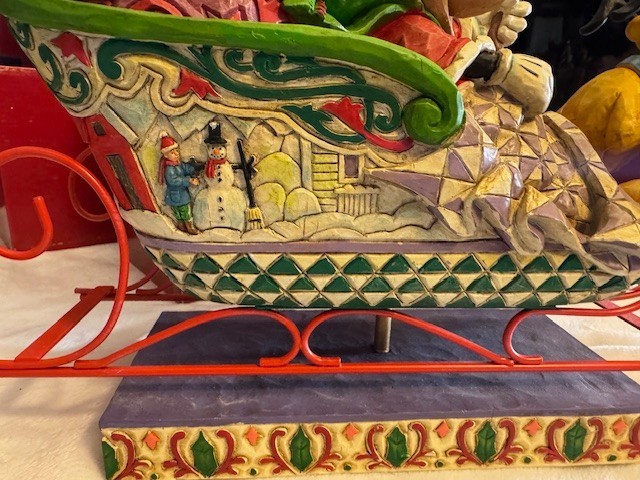Jim Shore Disney Mickey Pluto Christmas Sleigh Laughing All The Way 4005626