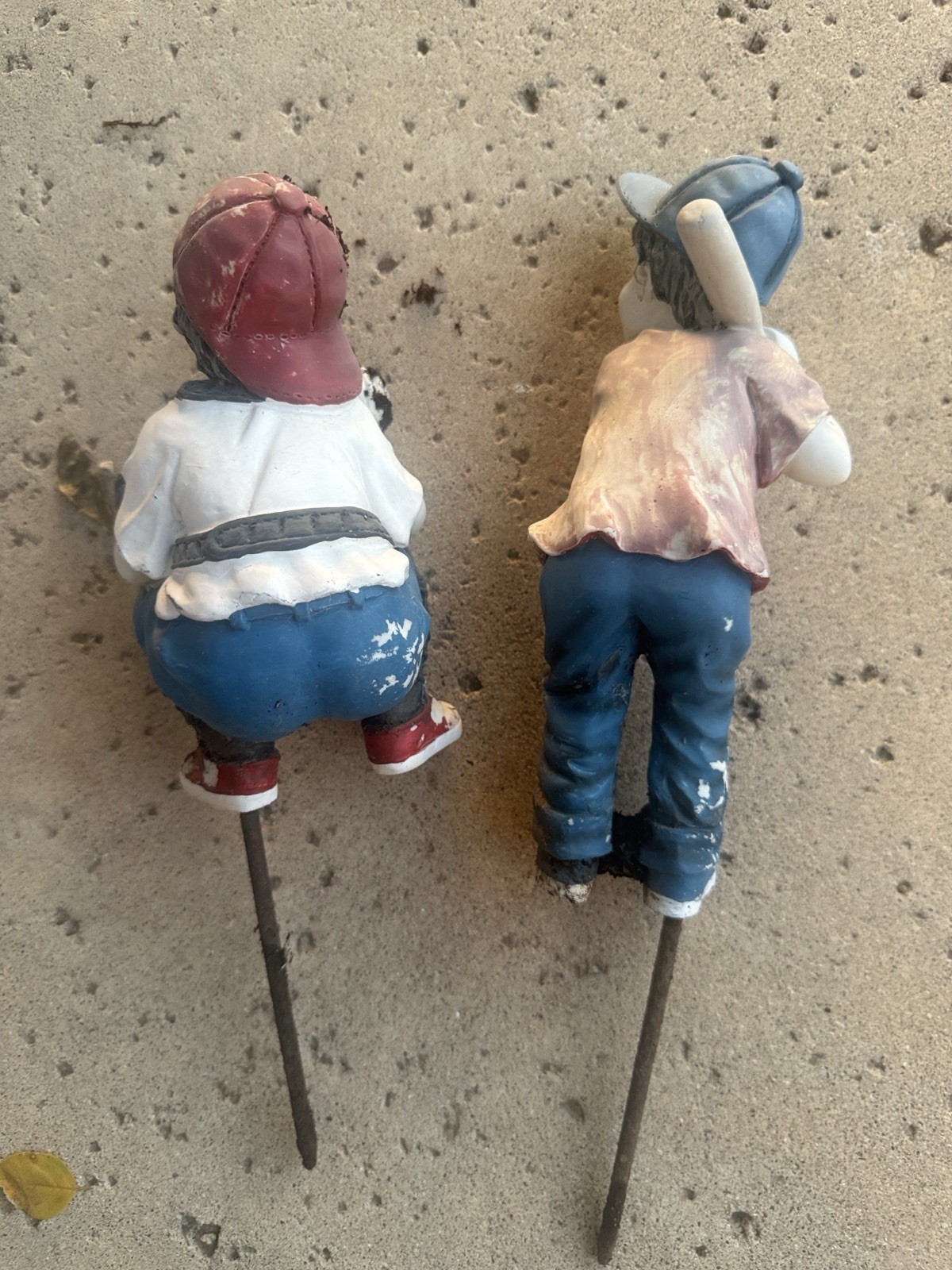 Baseball Pitcher & Catcher Sculptures Vintage Home Run Or Strike