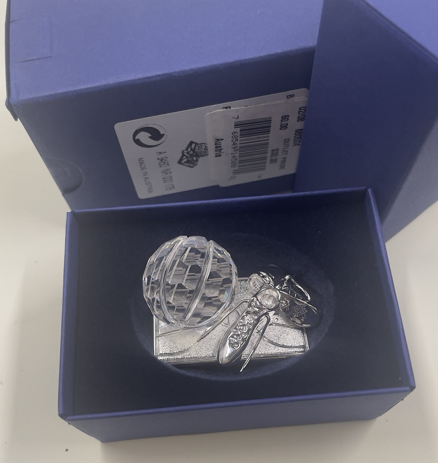 signed Swarovski~ BASKETBALL ~ Crystal Figurine ~ Trophy ~ New in Box ~ #680504