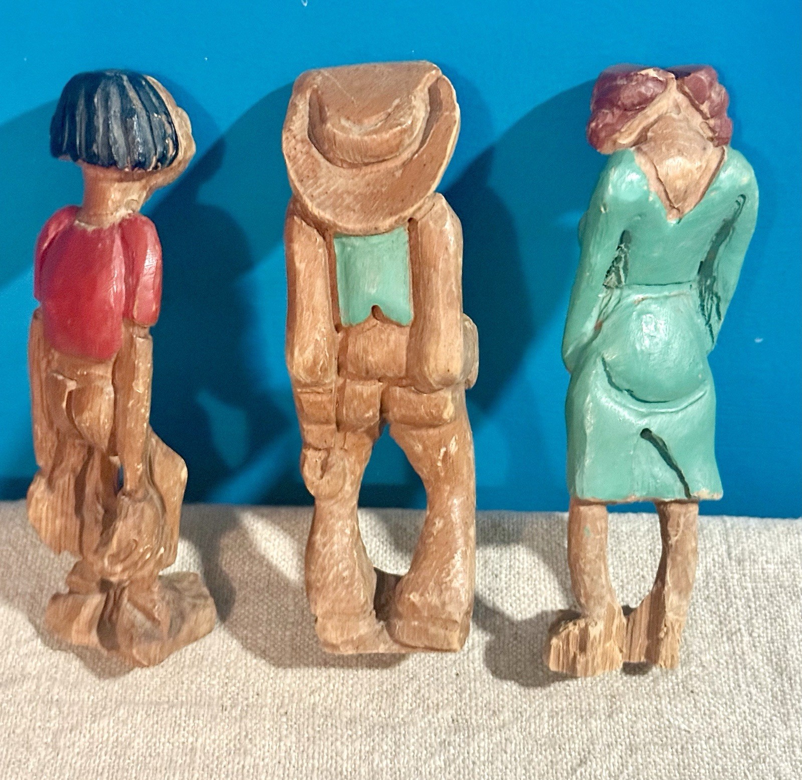 1970s Ozark/Style Hand Carved Wood Caricatures Trio Harold ENLOW- Style 5.75″
