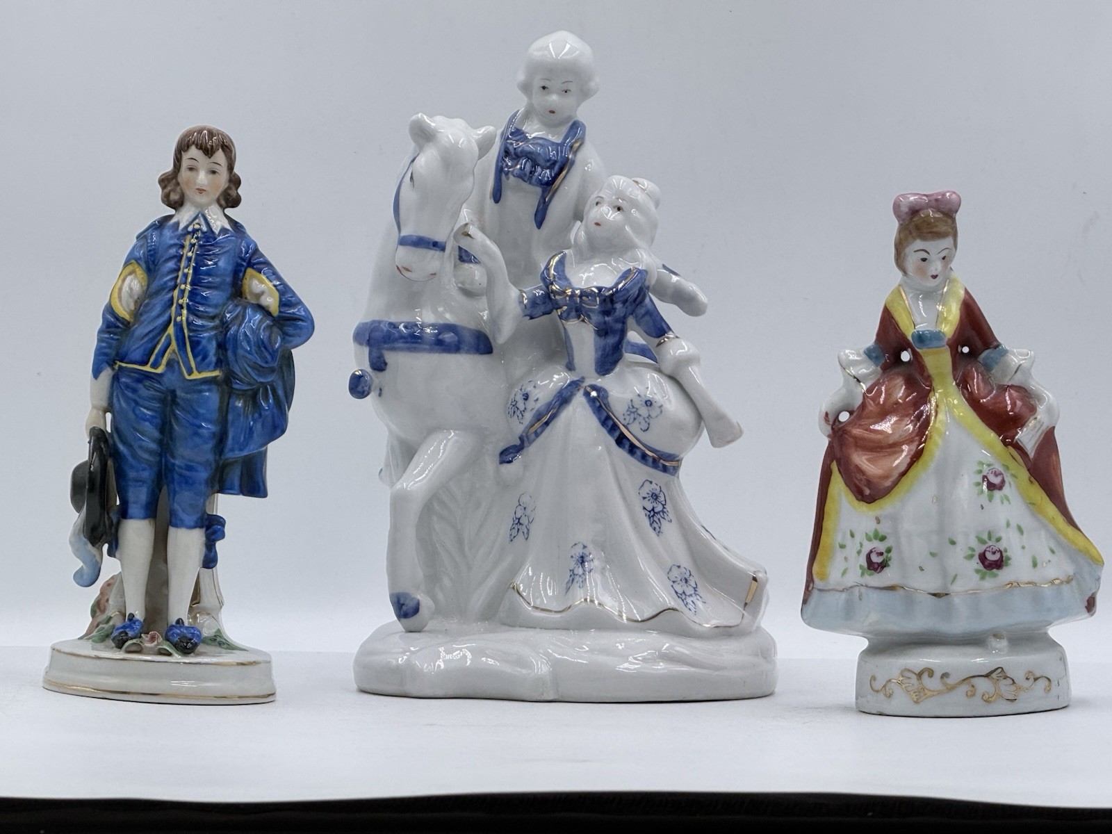 Lot of 3 Victorian Colonial Figurines 6” To 8” In Height