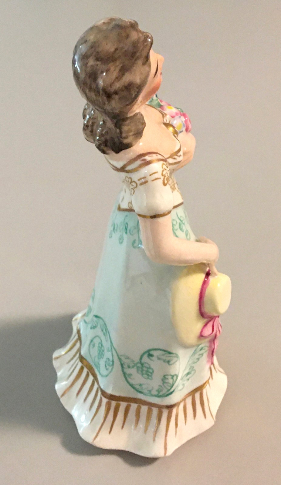 1950s Biedermeier Victorian style figurine lady hat flowers European? Austria?