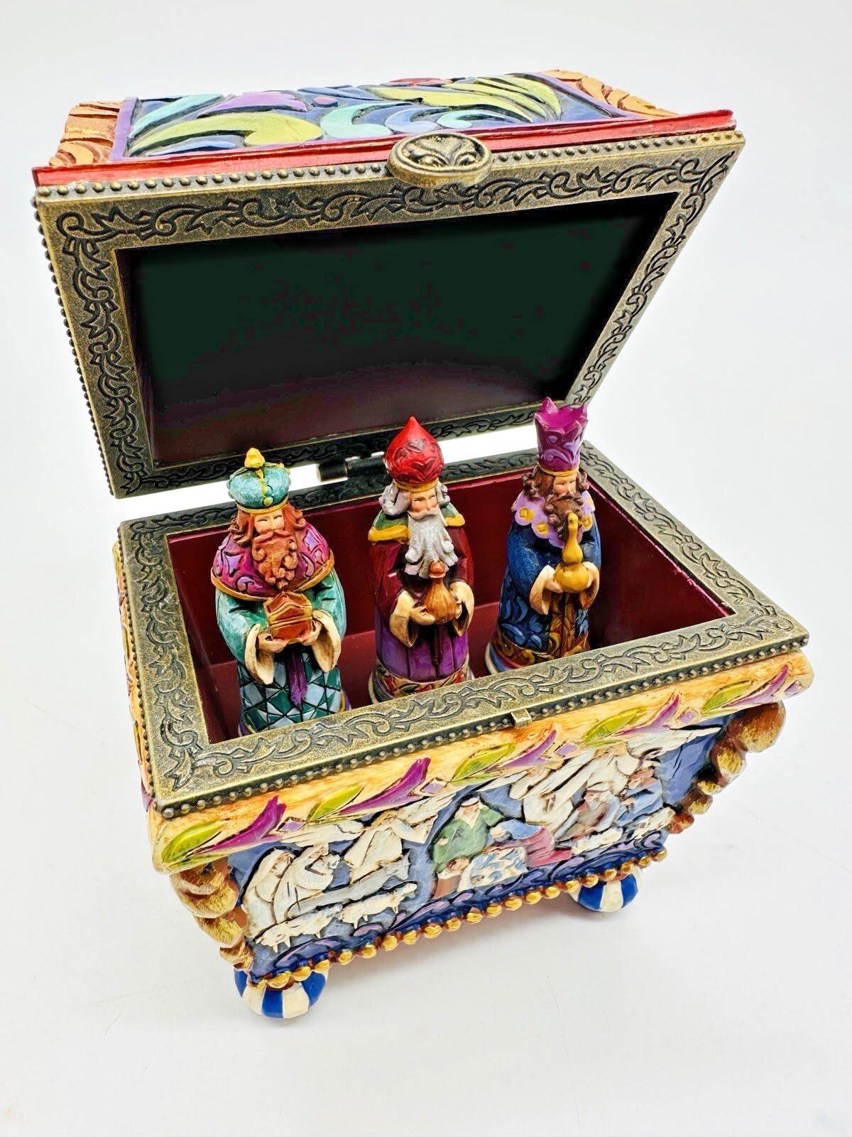 2009 Jim Shore Bearing Gifts For The Newborn King Nativity Hinged Box 4014472