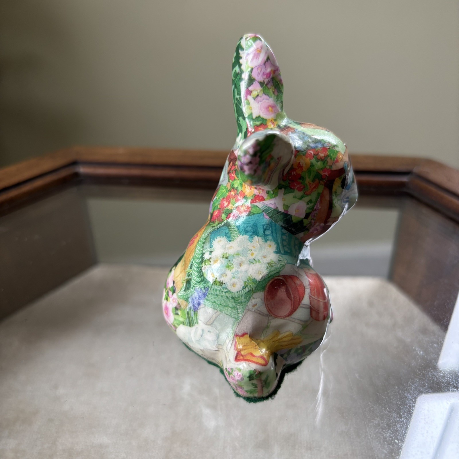 Vintage Rabbit Bunny, Decoupage 3 1/2 inches tall made in Canada