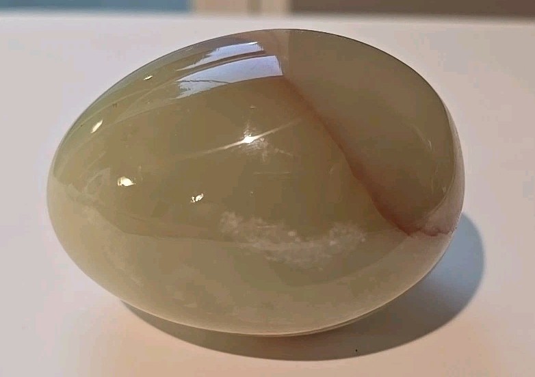 Onyx Marbled Stone Glossy Shiny Polished Egg Greenish Brown Red Orange White 3”