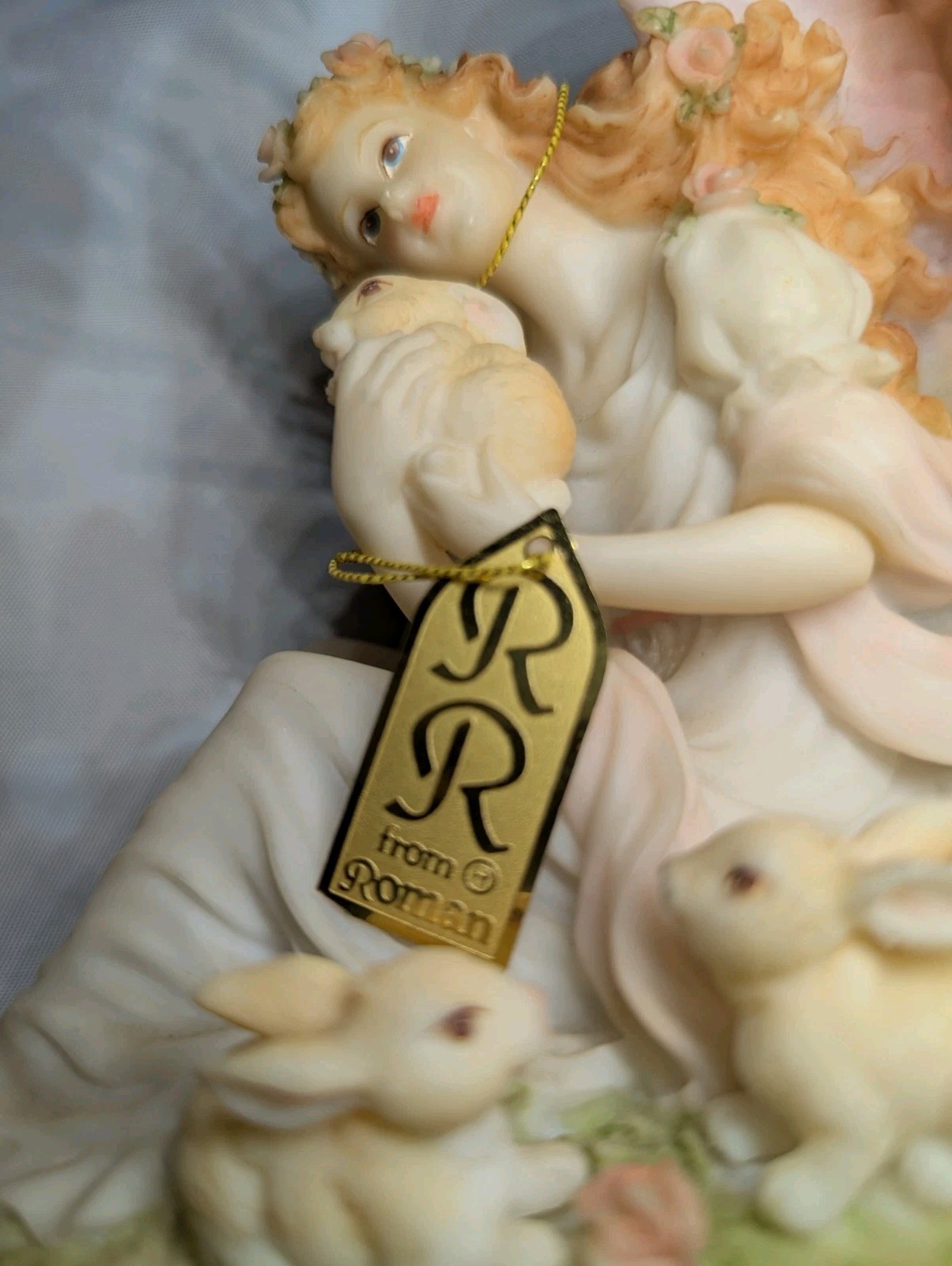 SERAPHIM CLASSICS Lot Of 5 Angel Statues FLORAL Bunnies Harp Infant Butterfly