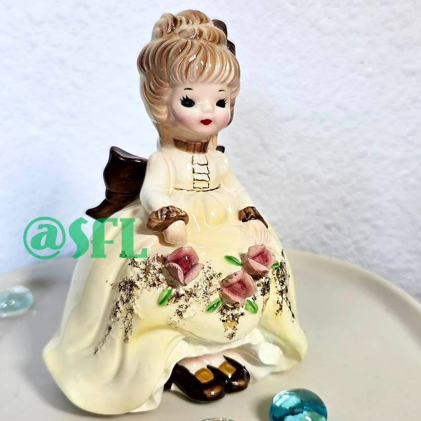 🐈Josef Originals Girl In Beige Dress Brown Bow Heels From The Dress Up Series