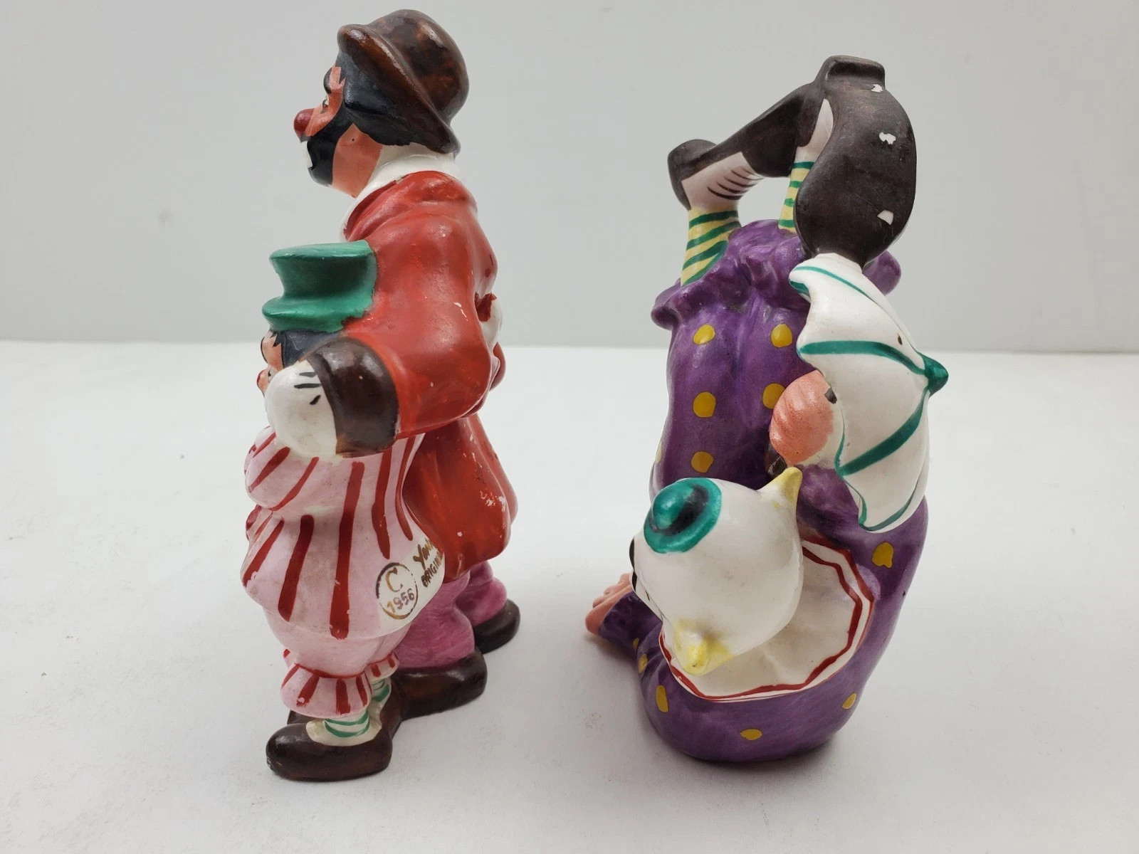 1956 Yona Original Hand Painted Vintage Ceramic Clowns Set Made in Japan