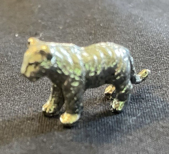 Silvertoned Vintage Tiger Pewter Detailed Miniature Figurine 1/2”