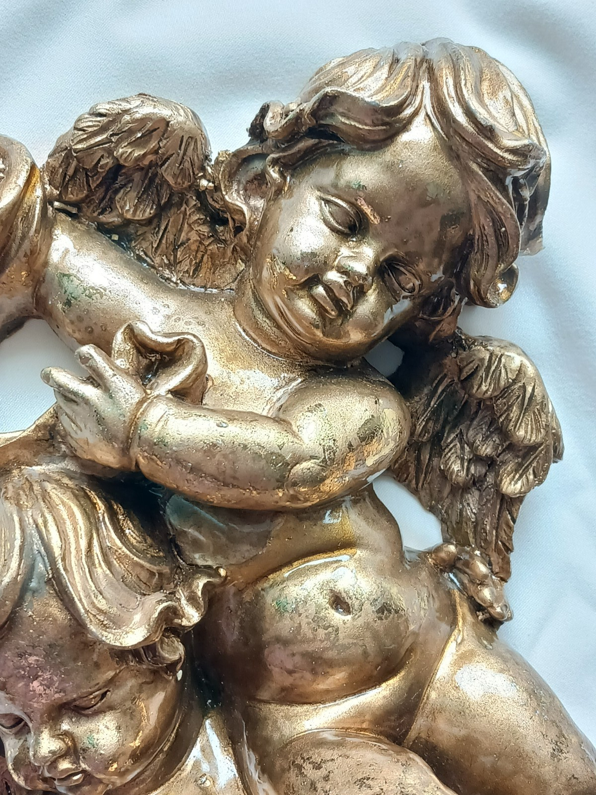 Vtg. Set 3 12″ Italian Rococo Ornate Cherubs Extra gold gilt Hollywood Regency
