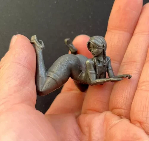 Black Brass Lying Sexy Girl Body Statue Art Beauty Model Artworks Men Toy Gift