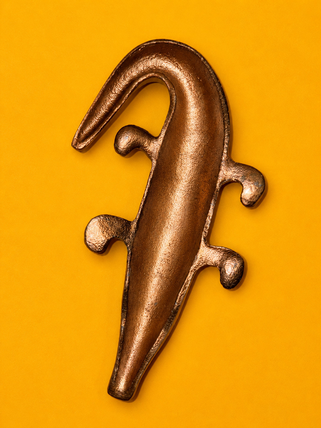 Vintage Copper Alligator Figurine Mid Century Modern MCM Animal Sculpture