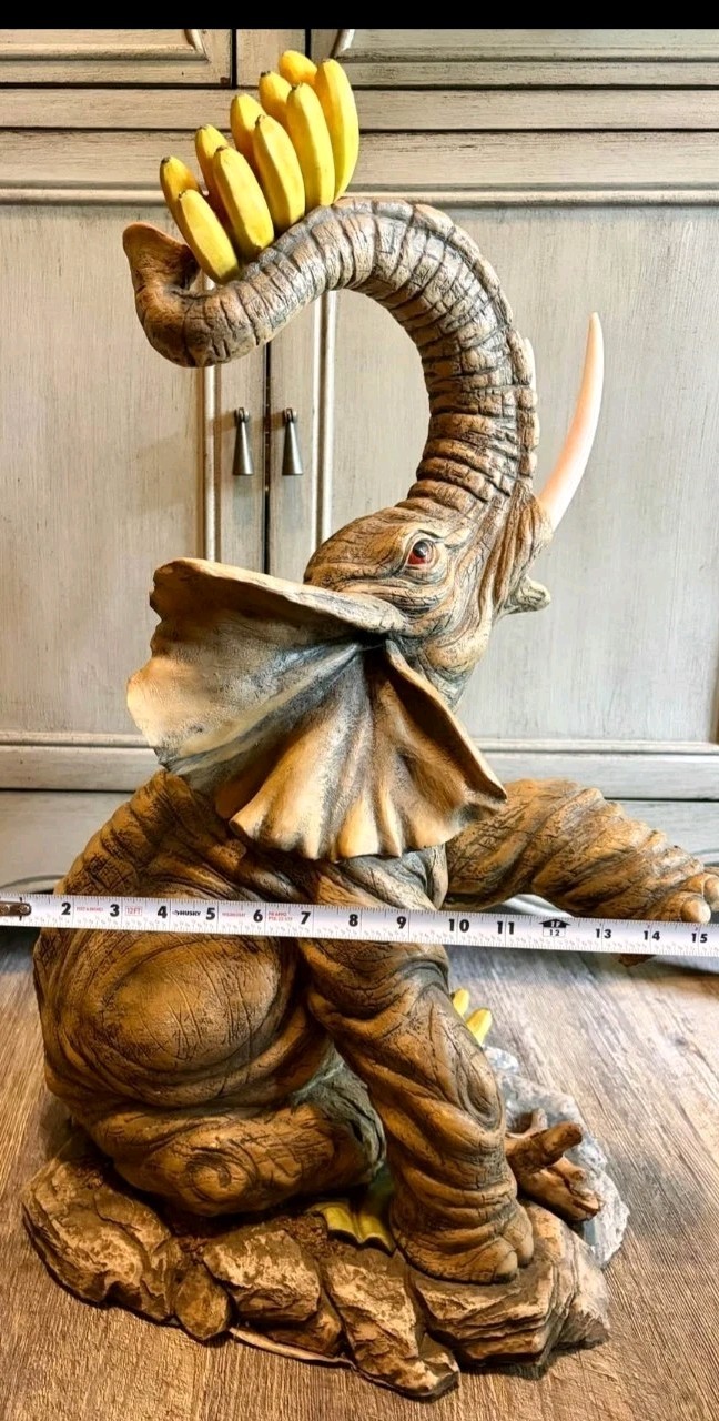 De Capoli Collection Large 26″ Tall Elephant With Bananas Statue