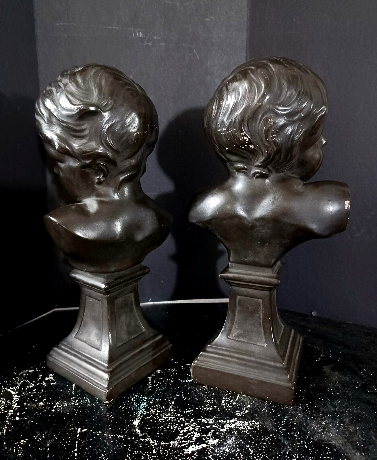 Vintage Alva Studio Plaster Child Bust Sculptures, 12″ high.