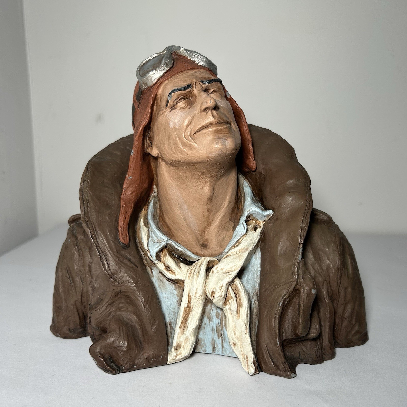 Vintage Flying Leather Michael Garman 1973 Aviator Figurine Pilot Statue Figure