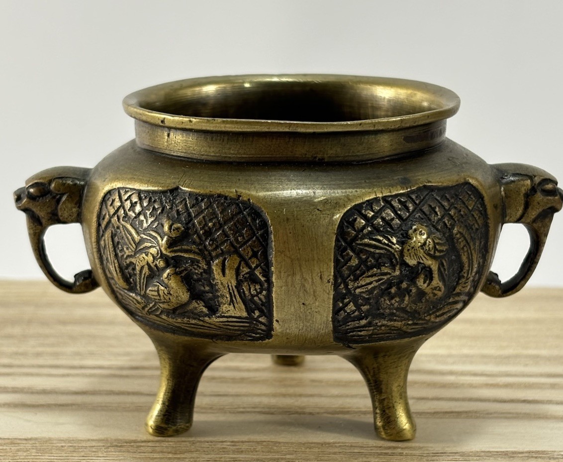 Solid Brass Mini Incense Burner Small Statue Home Ornate Collectibles 2.5 Inch