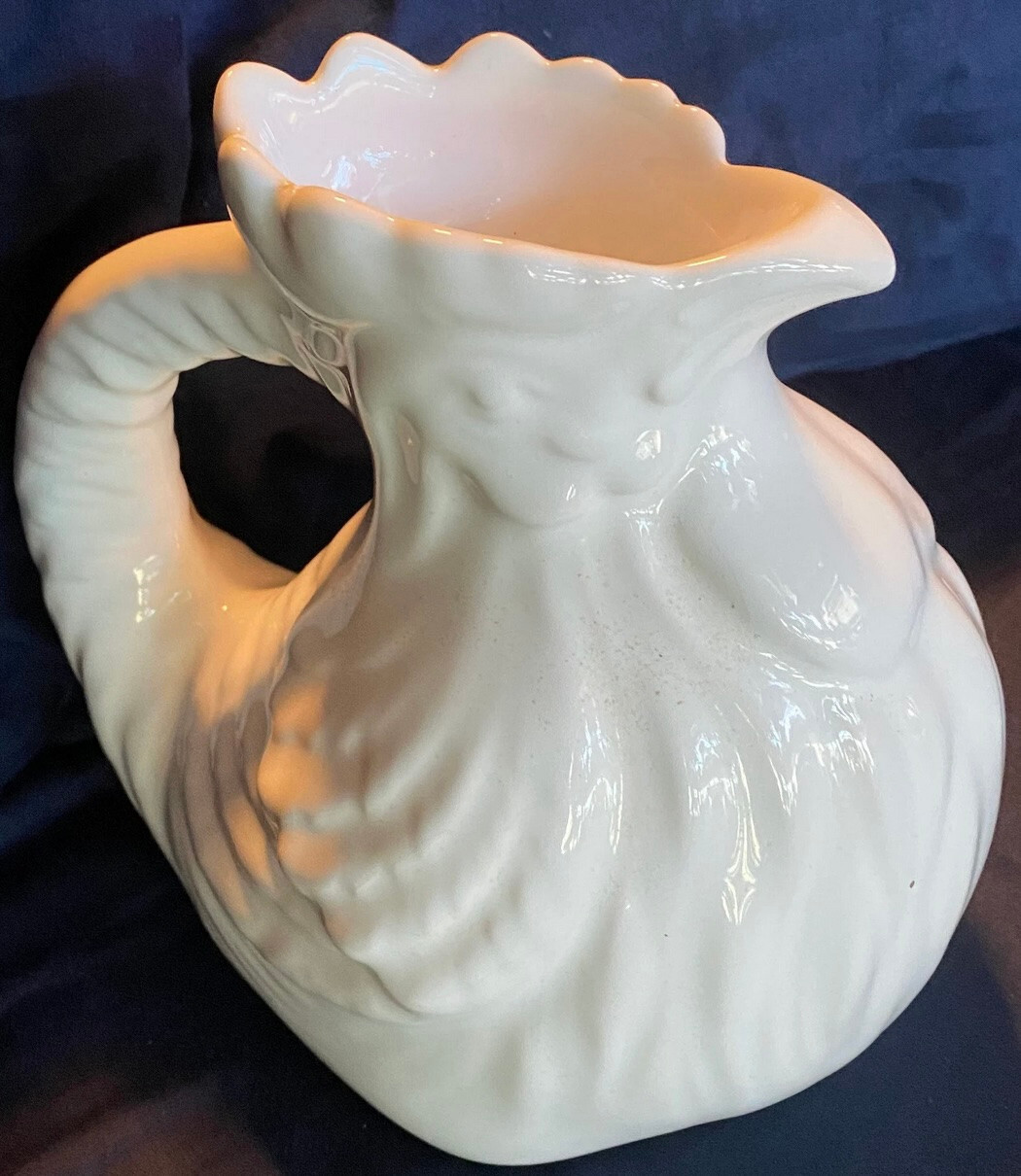 White Rooster ceramic pitcher 7.5 in.—by Jay Willfred, Andrea Sadek Portugal 🐓