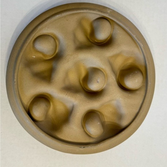 Vintage Terracotta Conch Shell Flat Sculpture 3D Glazed Ceramic Escargot Plate