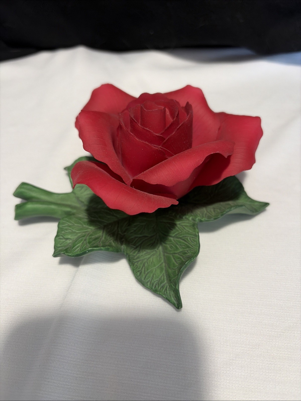 Vintage Red Rose Flower Porcelain Sculpted Figurine Olympiad- Capodimonte Style