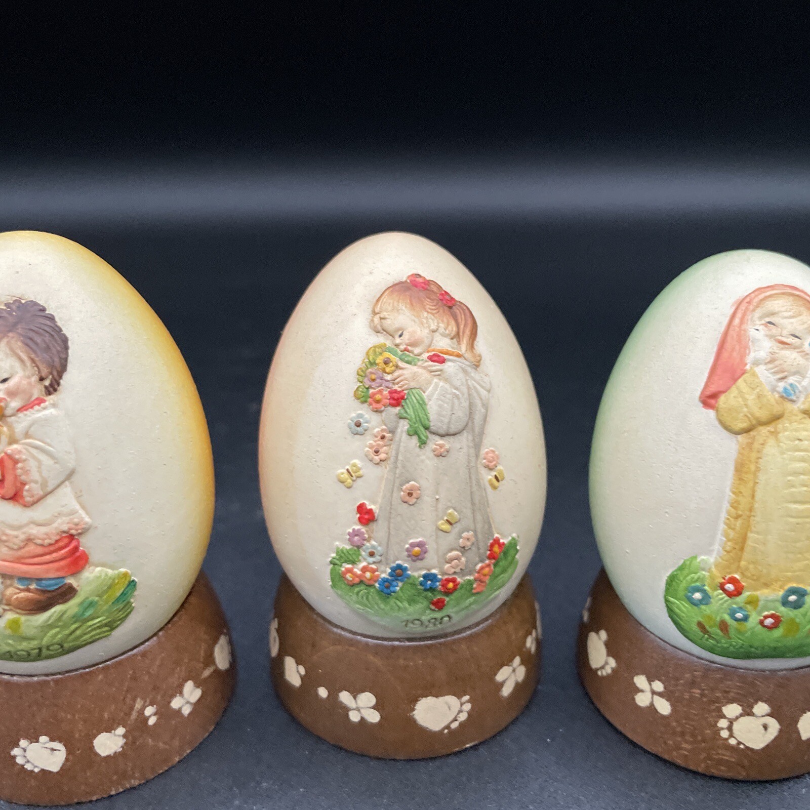 Vintage Anri Italy – Ferrandiz Annual Eggs – LOT of 4 – 1978, 1979, 1980, 1981