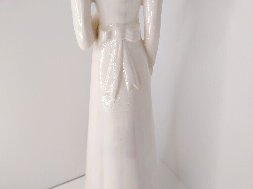 Vtg Ceramic Duncan Mold Missy Girl W/Rose Handmade Iridescent Hand Painted 1980s