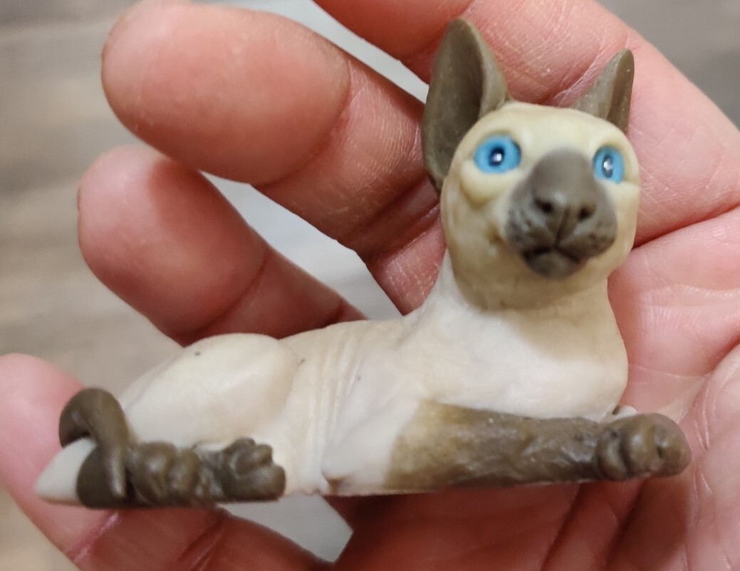 ASSORTED Animal Mini Figurine Lot 4 CATS And A Hedgehog Varies Material 1 Signed