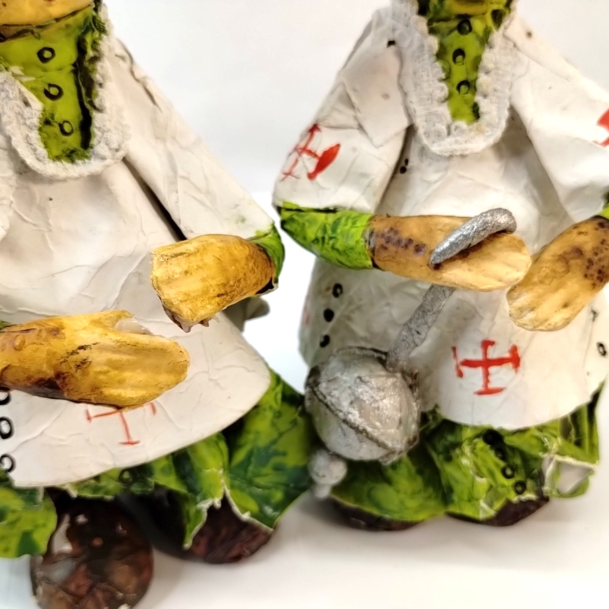 Choister Paper Mache Figurine Set Of 2 Children Green And White 7″ Tall