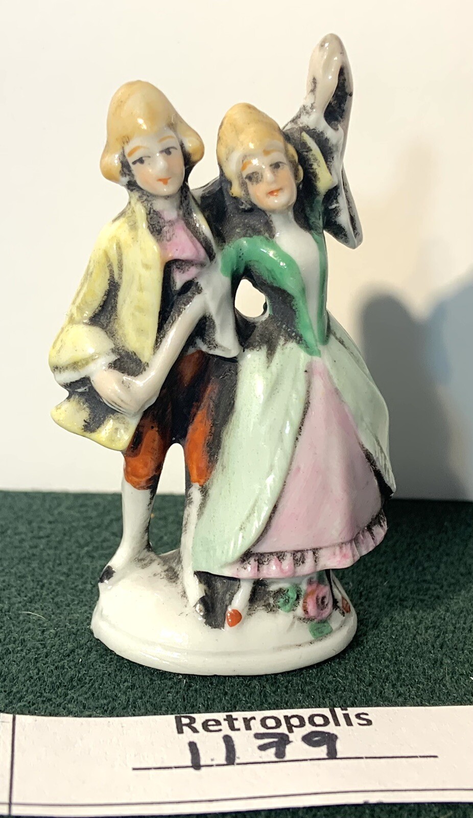 Porcelain Couple Dancing Figurine Dandy Man Yellow Jacket Germany Vintage