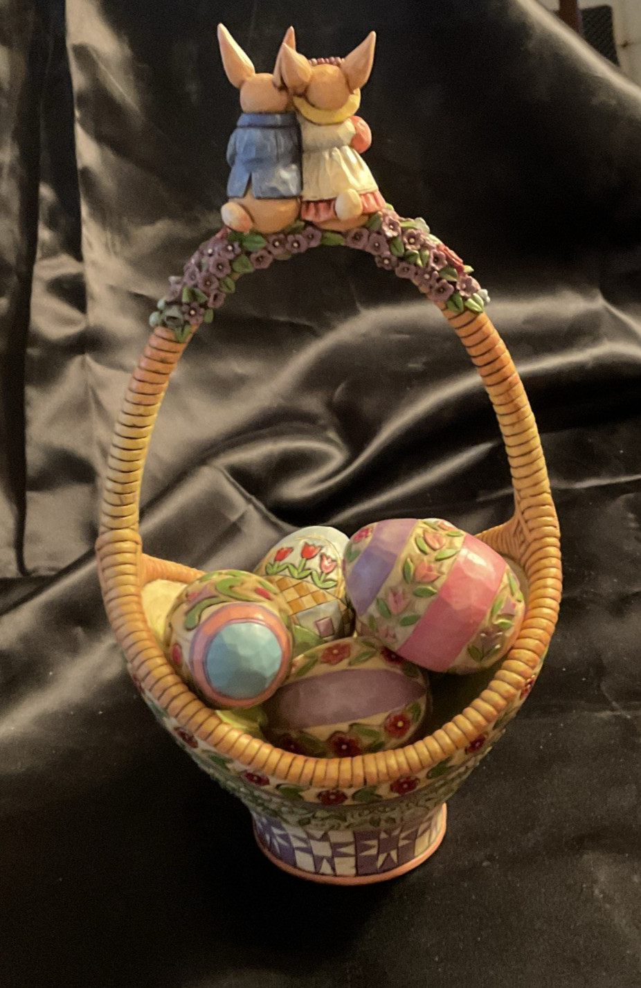 JIM SHORE Gathering Joy Basket With 5 Eggs Pre owned No box