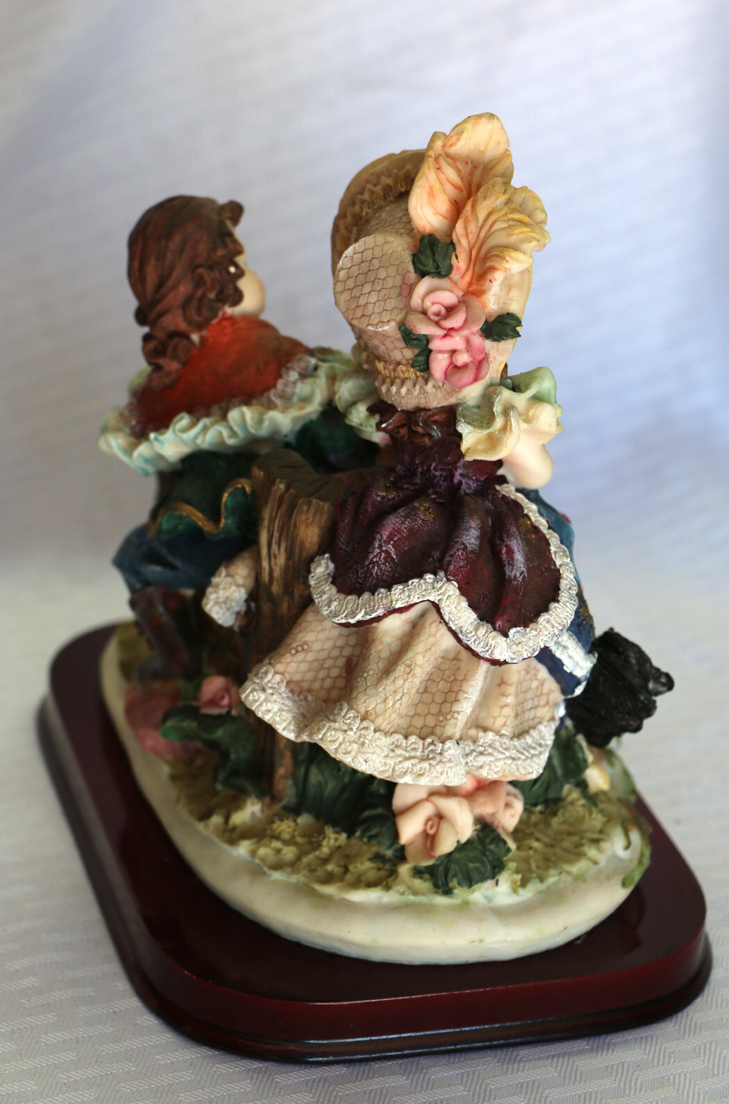 1700’s Baroque Rococo Style Resin Figurine Girl & Boy Feeding Chickens