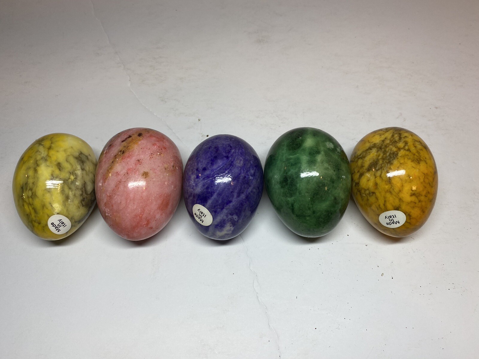 Vintage Lot Of 5 Alabaster Eggs Made In Italy