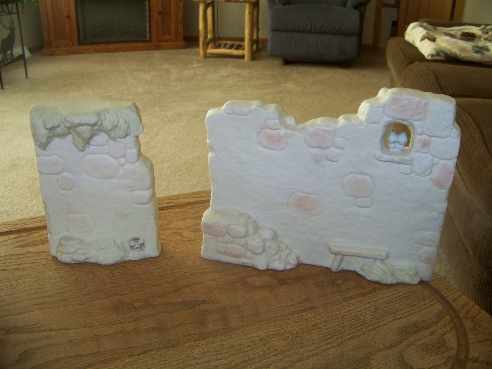 NATIVITY PRECIOUS MOMENTS 2 Section Manger Wall Set Accessory #E-5644 EXCELLENT!