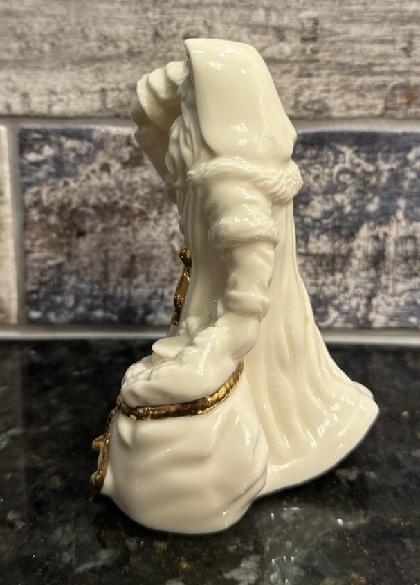 Lenox Classic Kris Kringle Santa Claus Porcelain Figurine White Gold Trim 4.5″