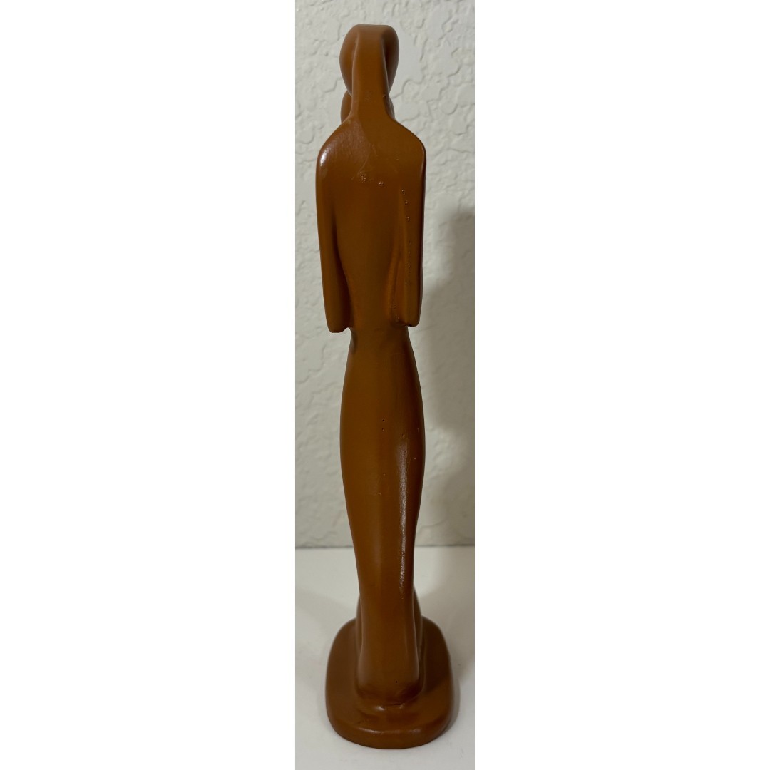 Hand Carved Brown Sculpture Curvy Romantic Couple Holding Hands Curves Smooth