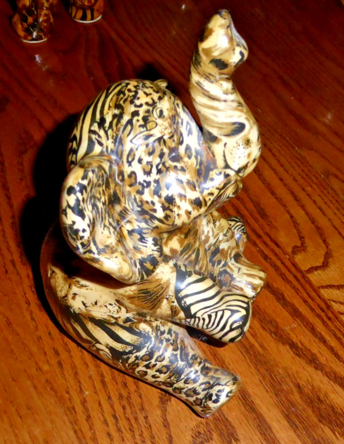 4 LA VIE Safari Ceramic Figures patchwork print: RHINO, GIRAFFE, ELEPHANT, VASE