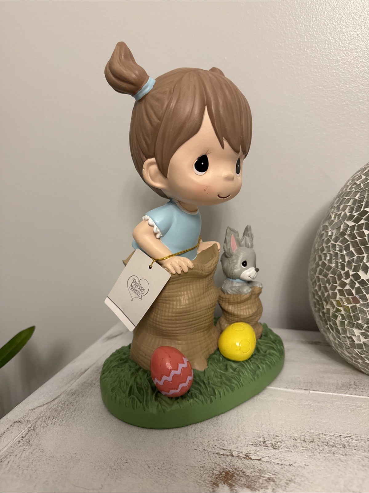 Precious Moments Girl & Bunny Easter Race Decor 10 1/2 in. H Rare! ADORABLE!