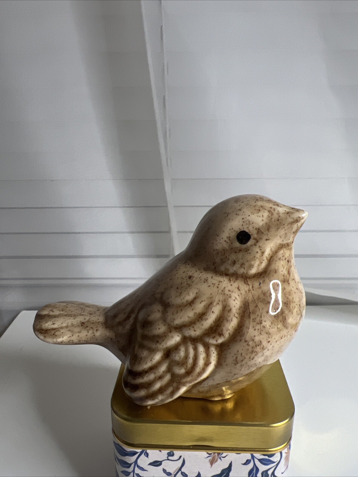 Vintage Ceramic Small Porcelain Brown Luster Sparrow Bird Figurine