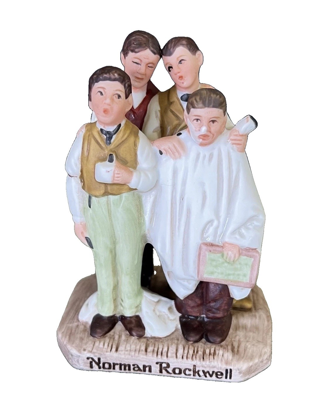 Norman Rockwell Sat Evening Post Barbershop Quartet Ceramic Figurine 1983 NR-223